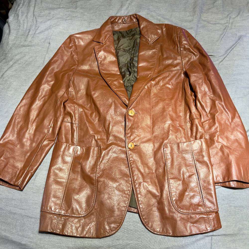 Vintage Leather Jacket, Size 42 reg